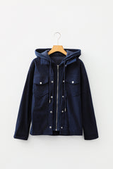 Veste 2-en-1 bleu marine en maille texturée à capuche