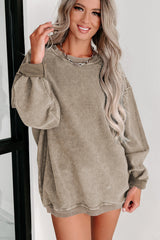 Khaki sweatshirt with united knitted knitted neck