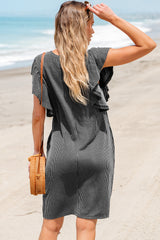 Manga de mini flotantes y volantes con textura negra