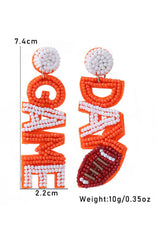 Boucles d'oreilles pendantes en perles de riz Rugby GAME DAY orange-A WOMAN WE LOVE
