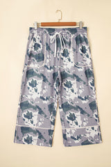 Pantalon multicolore camouflage grande taille à cordon et poches plaquées