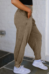 Pantalon décontracté taille haute style jogging