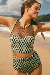 Bikini de tamaño verde en verde punteado *