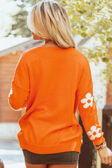 Cardigan ample tricoté à imprimé floral orange *-A WOMAN WE LOVE