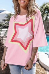 Light pink Oversize T-shirt with mid-long sleeves *