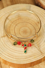 Bracelet pendentif en perles de canne en sucre de Noël doré-A WOMAN WE LOVE