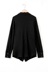 Ensemble lounge noir 3 pièces : débardeur court, short et cardigan