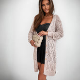 Cardigan en maille ajourée kaki