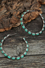 Boucles d'oreilles rétro en forme de C avec incrustation de pierres précieuses bleu ciel-A WOMAN WE LOVE