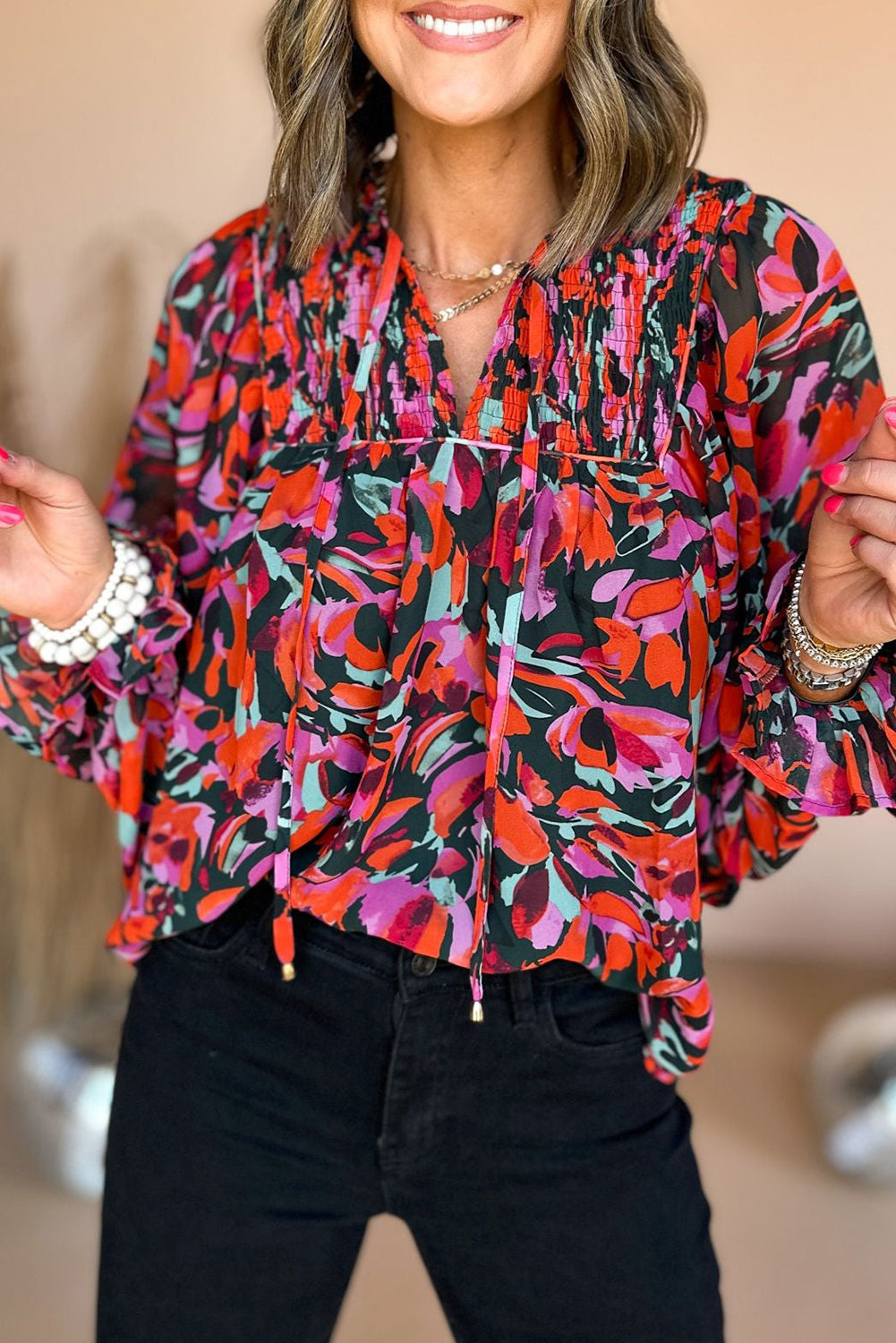 Chemisier rouge à manches bouffantes *-A WOMAN WE LOVE
