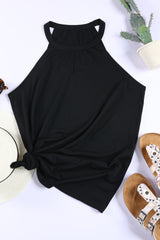 Débardeur noir à col rond de couleur unie-A WOMAN WE LOVE