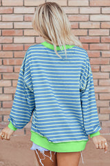 High-lower tunic-tunic sweatshirt with contrasting stripes *