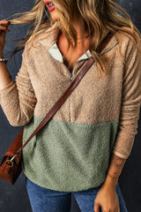 Smoke Grey Two-Tone Half-Zip Fleece Sweatshirt