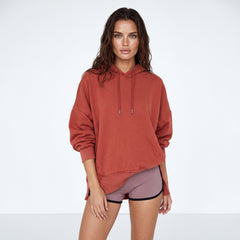 Sweat à capuche ample avec cordon de serrage et poches à épaules tombantes Red Clay