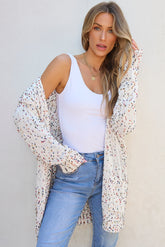 Cardigan à manches longues en tricot côtelé blanc Confetti-A WOMAN WE LOVE