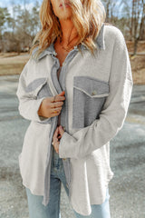 Gray relaxed jacket with contrasting flap pockets