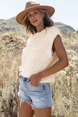 Débardeur beige en tricot torsadé avec emmanchures Dolman-A WOMAN WE LOVE