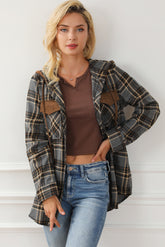 Chemise veste à carreaux contrastée *