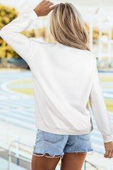 White loose white with drooping shoulder and graphic American flag