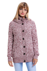 Cardigans à capuche boutonnés à manches longues rouge vif-A WOMAN WE LOVE