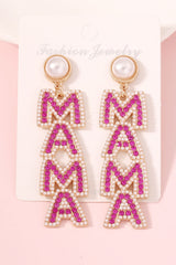 Boucles d'oreilles pendantes en perles de strass MAMA rouge rose-A WOMAN WE LOVE