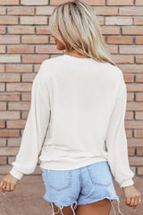 Sweat-shirt blanc avec motif drapeau des États-Unis et cordon