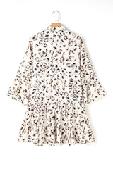 Khaki dress with leopard buttoned print on the front *