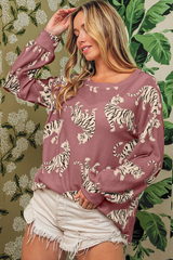 Relaxed sweatshirt with red pink animated print