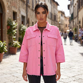 Veste en jean boutonnée à ourlet brut *
