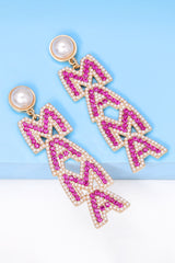 Boucles d'oreilles pendantes en perles de strass MAMA rouge rose-A WOMAN WE LOVE