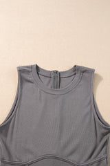 Combinaison gris moyen à taille cintrée, sans manches, jambe large-A WOMAN WE LOVE