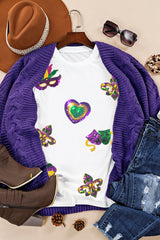T-shirt relaxed with symbolic pattern from Tuesday Gras with white glitter