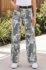 Jean vert kaki camouflage coupe regular à poches