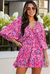 Combi-short taille haute à imprimé abstrait rose-A WOMAN WE LOVE