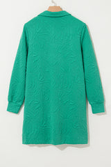 Right mini-Robe in textured jacquard with zipper on a quarter and green of water