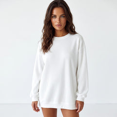 Sweat oversize en velours côtelé blanc