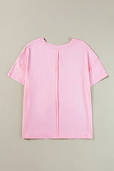 Pink stars patchwork t-shirt