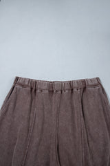 Pantalon barrel marron délavé grande taille en coton à taille élastiquée