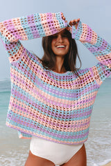 Púrpura Stripe Multi Stripe Open In Knitting for the Beach *