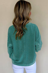 Sweatshirt with drooping shoulder and plain colored colored collar