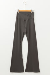 Dark Grey High Waisted V-Shaped Flare Leggings