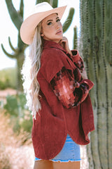 Chaqueta de terciopelo sorprendida con bordes crudos y mosaicos a cuadros