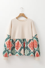 Jet Stream - Haut ample à col ras du cou et patchwork *