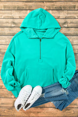Sweat à capuche bleu Aruba doublé en polaire, demi-zip et poche kangourou