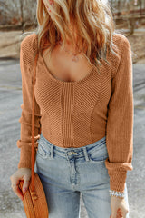 Marrón y collar de textura larga en ti