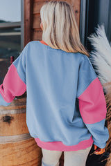Drooping shoulder sweatshirt and patchwork *