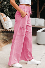 Pantalon à jambes larges rose délavé