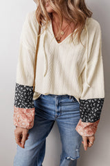 Blusa beige con cordón apretado *