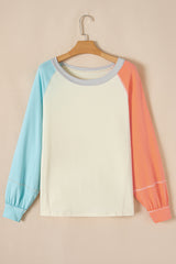 Long -sleeved cream yellow and round -neck *