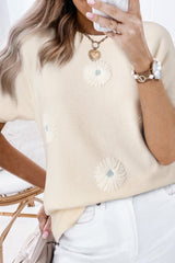 TIRA DE MANEGAS CONTRAS CON PATRA DE FLORE BEIGE